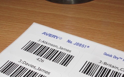 Photograph of paper barcodes