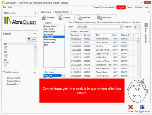 Abraquest Issues showing error message "this book is in quarantine"