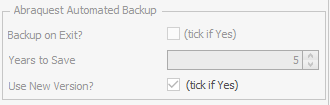 Screen clip of Abraquest Automated Backup options